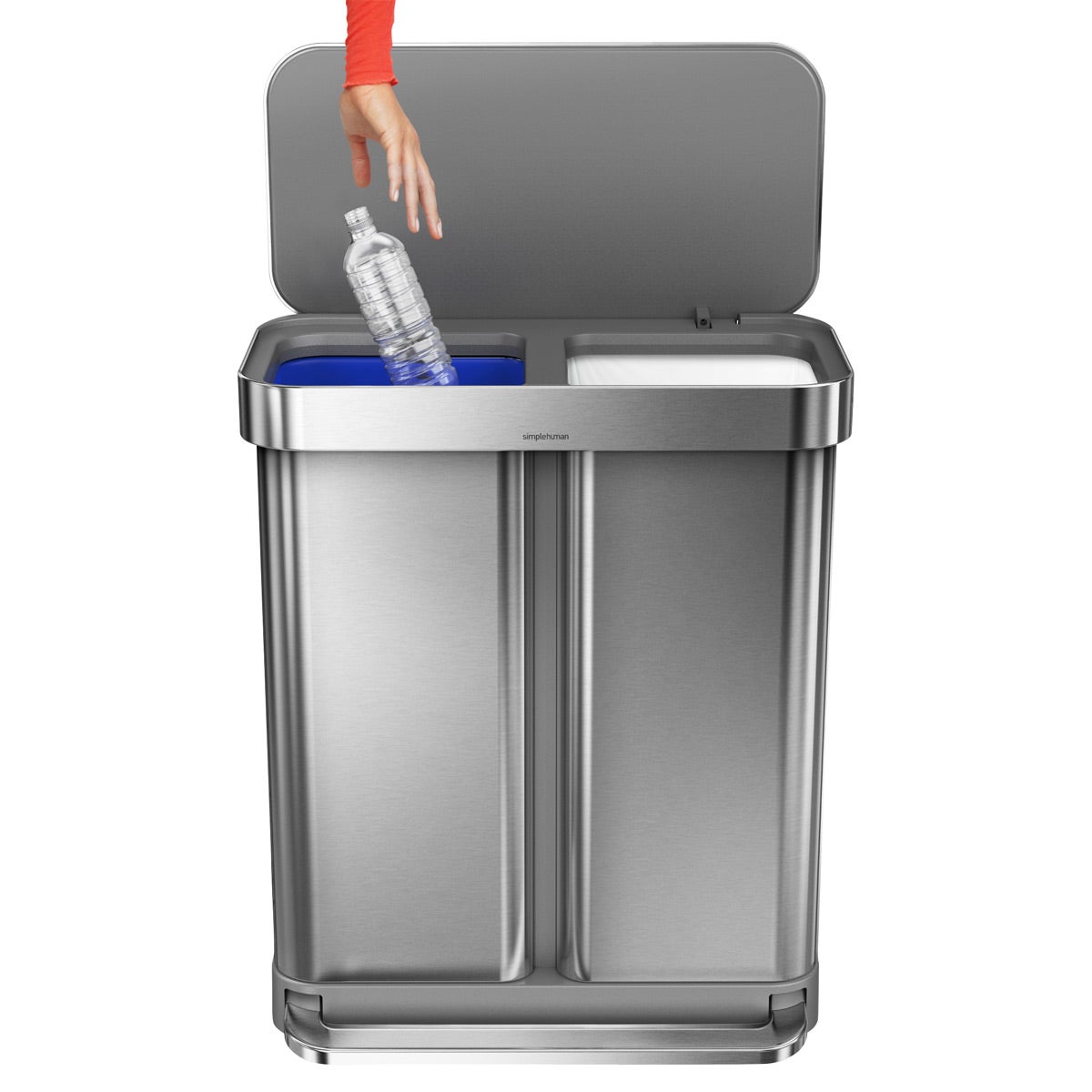 simplehuman 15 gal./58L Step Can Dual Recycler with Liner